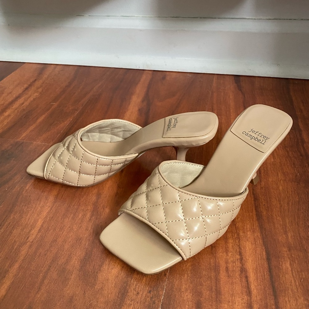 Jeffrey Campbell Quilted SlipOn Heels Sandals. Size … Gem